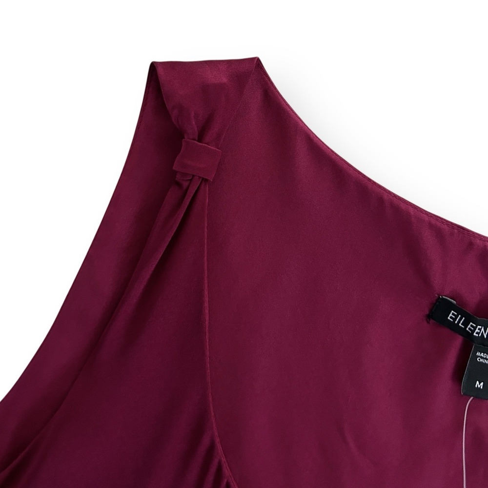 Eileen Fisher Women Med M Hibiscus Red Stretch Silk Charmeuse Sleeveless Top NWT - Picture 8 of 14